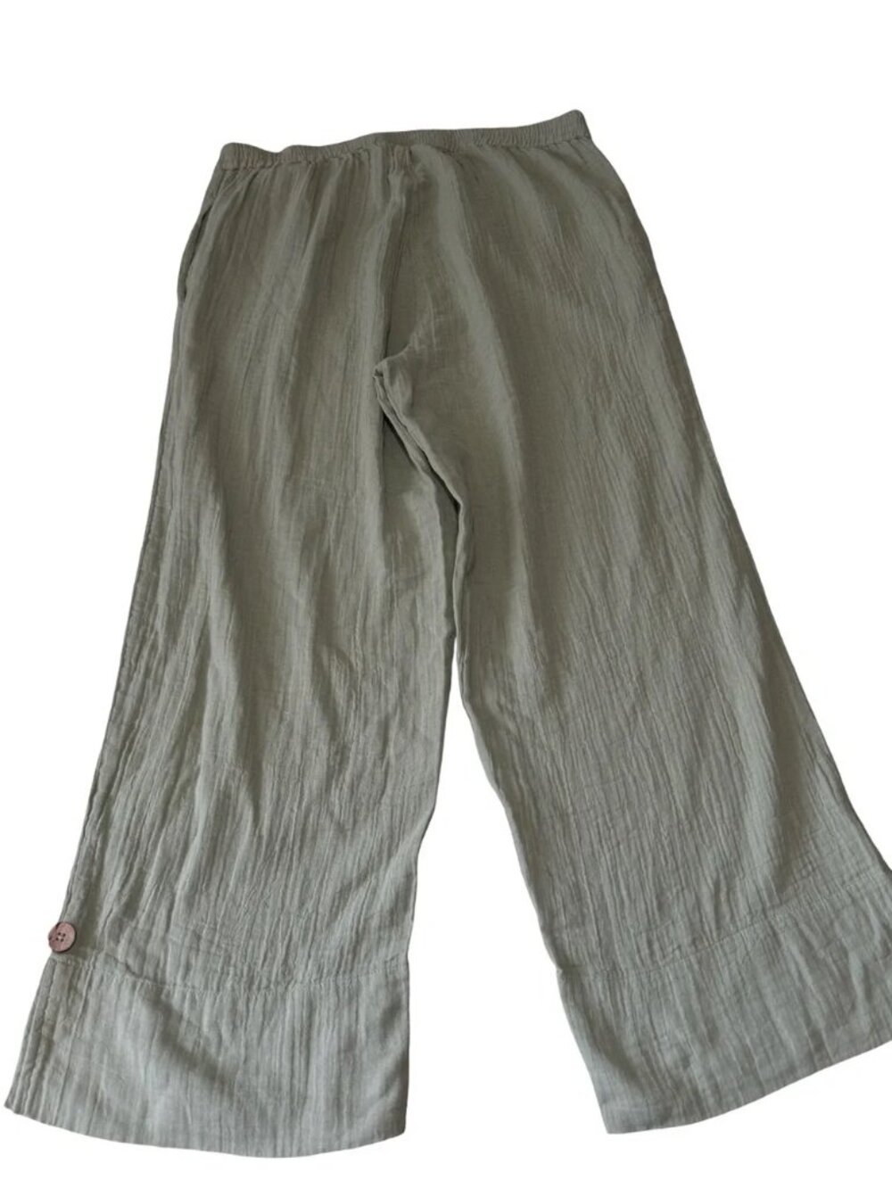 NORTHSTYLE - Gauze Double Cloth Casual Crop Pant - Green Sauge Size Medium - Picture 6 of 8